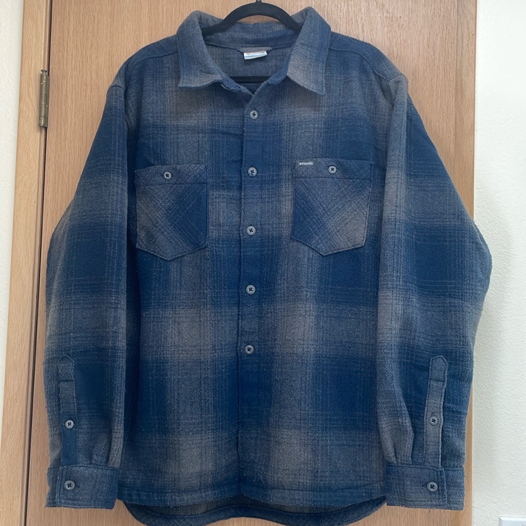 Columbia Blue Gray Plaid Shirt Jacket